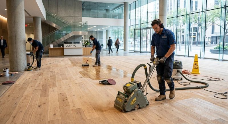 Our team working on Wood Floor Service projects in Fall River, MA