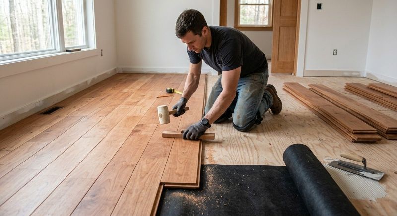 Cherry Floor Installation in Berkley, MA