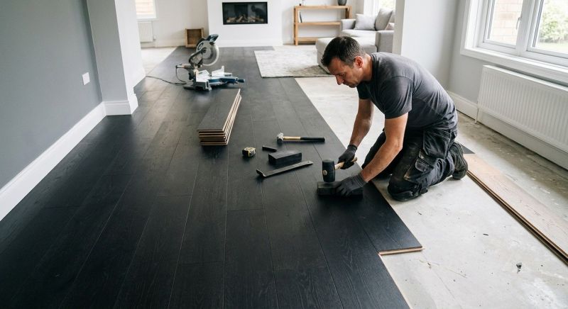 Dark Wood Floor Installation in Fall River, MA