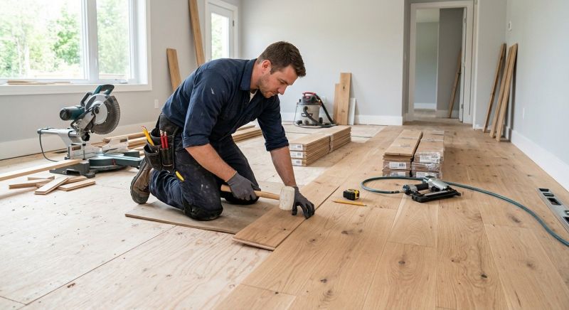 Dark Wood Floor Installation in Fall River, MA