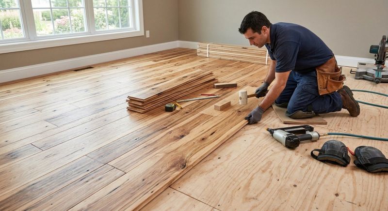Hickory Floor Installation in Fall River, MA